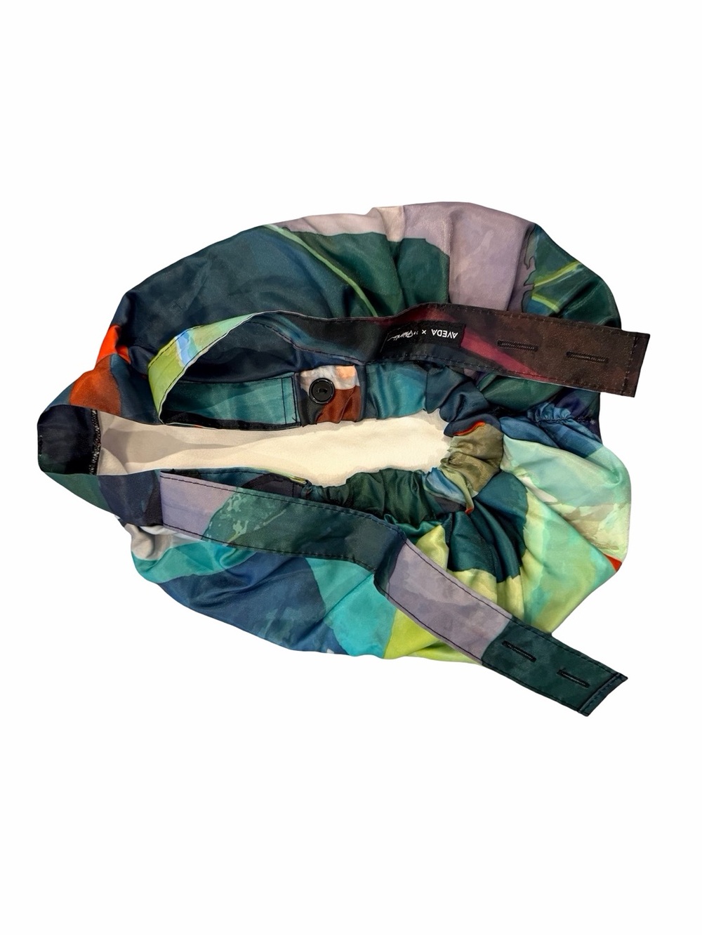 AVEDA Multicolor Teal & Blue Satin Hair Scarf